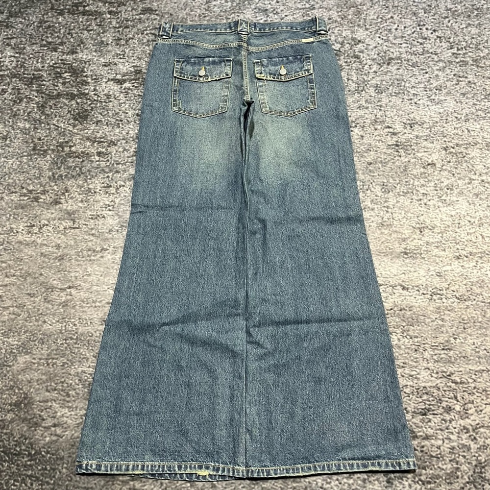 Vintage Abercrombie & Fitch Jeans Womens 6R (32X31) Blue Flare Wide‎ Leg Y2K